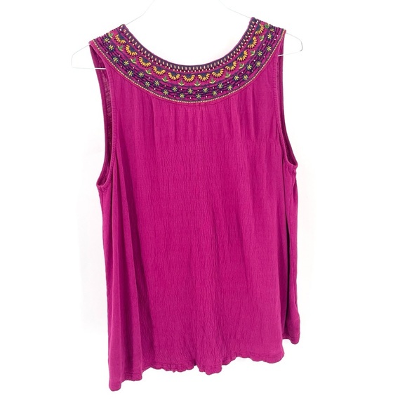 ANTHROPOLOGIE AKEMI + KIN VIZELA EMBROIDERED SLEEVELESS BOHO VNECK TOP - Picture 7 of 10